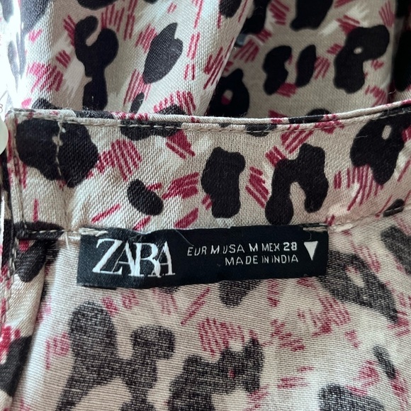 Zara Womens Tan Leopard Print Long Sleeves Satin Oversized Blouse Top Size M - Picture 7 of 7
